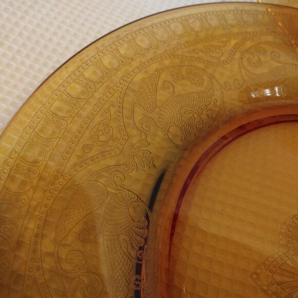 SALE 9 Cambridge Depression Era Etched Amber Salad Plates - Picture 6 of 14